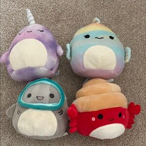 Squishmallows Gray Narwhal & Red Crab Plush Pair